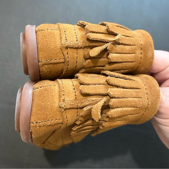 Minnetonka Double Fringe Brown Leather Native Boots SIZE 10 KIDS - Picture 4 of 7